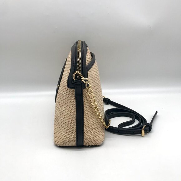 Nanette Lepore Black & Neutral Thea Straw Dome Crossbody & Wallet - Picture 4 of 11